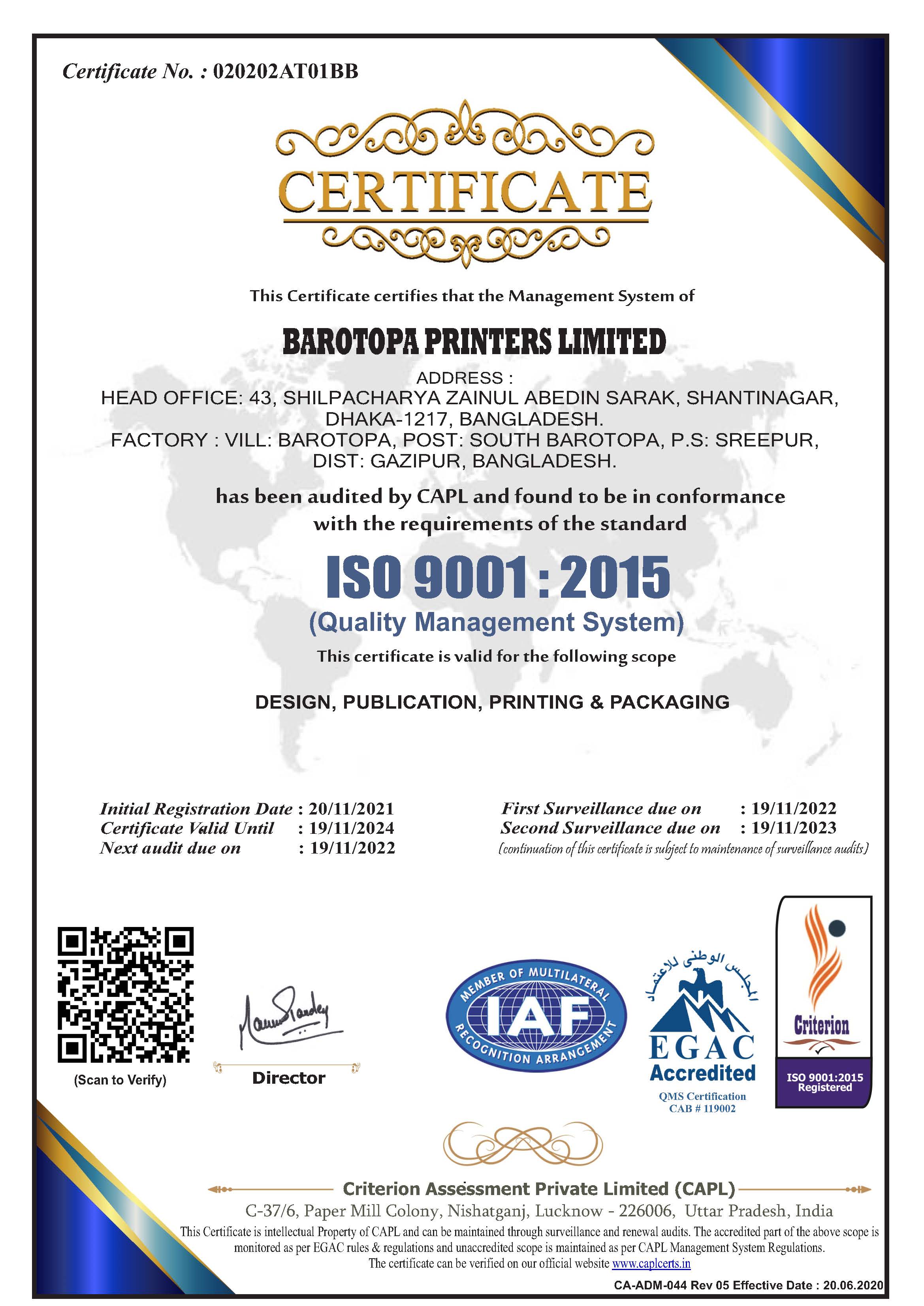 ISO Certificate